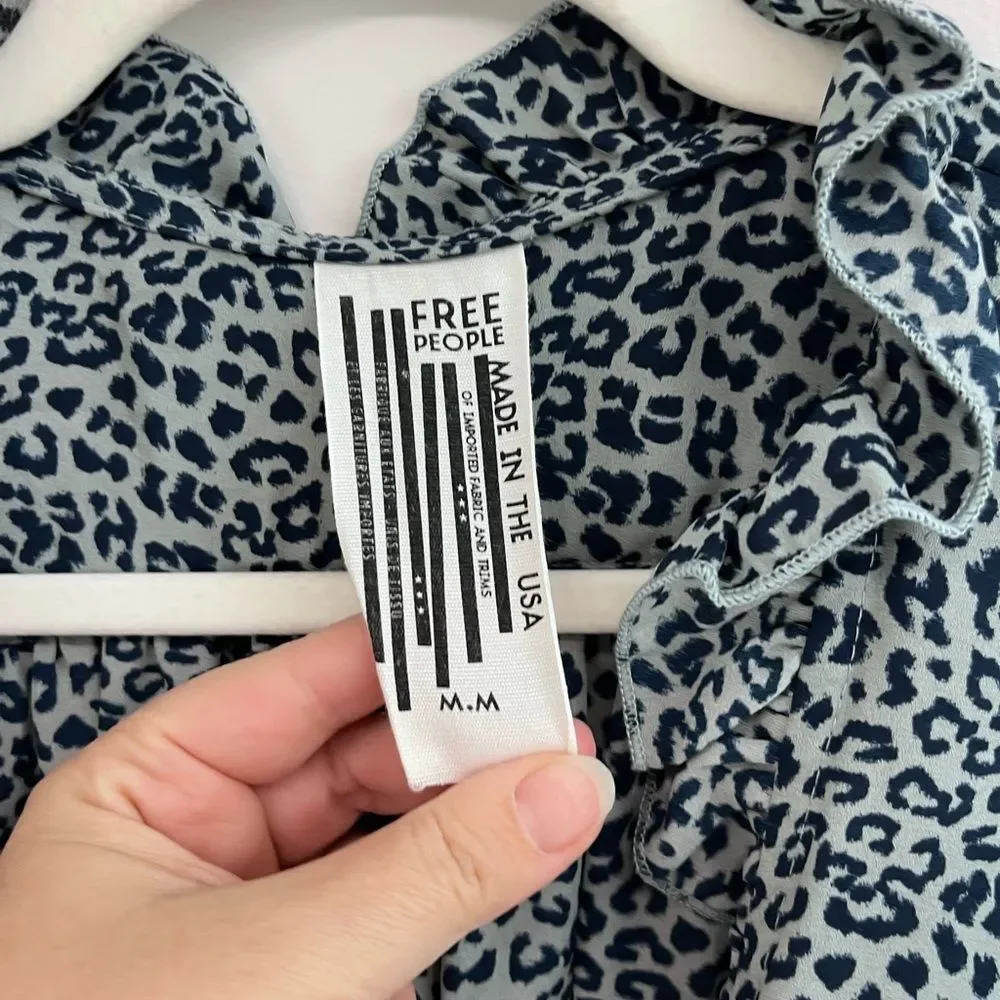 Free People Animal Print Blouse Size Medium